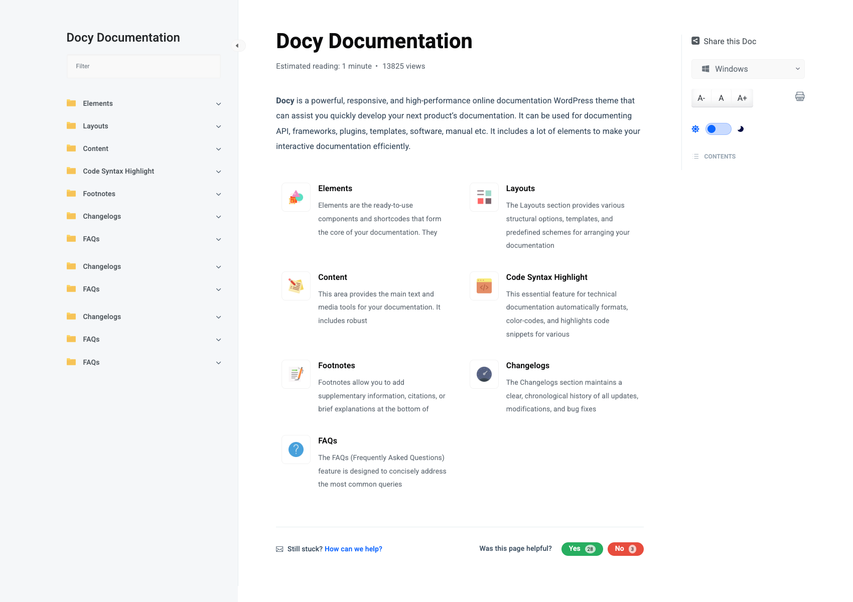 Docy documentation article in Light Mode