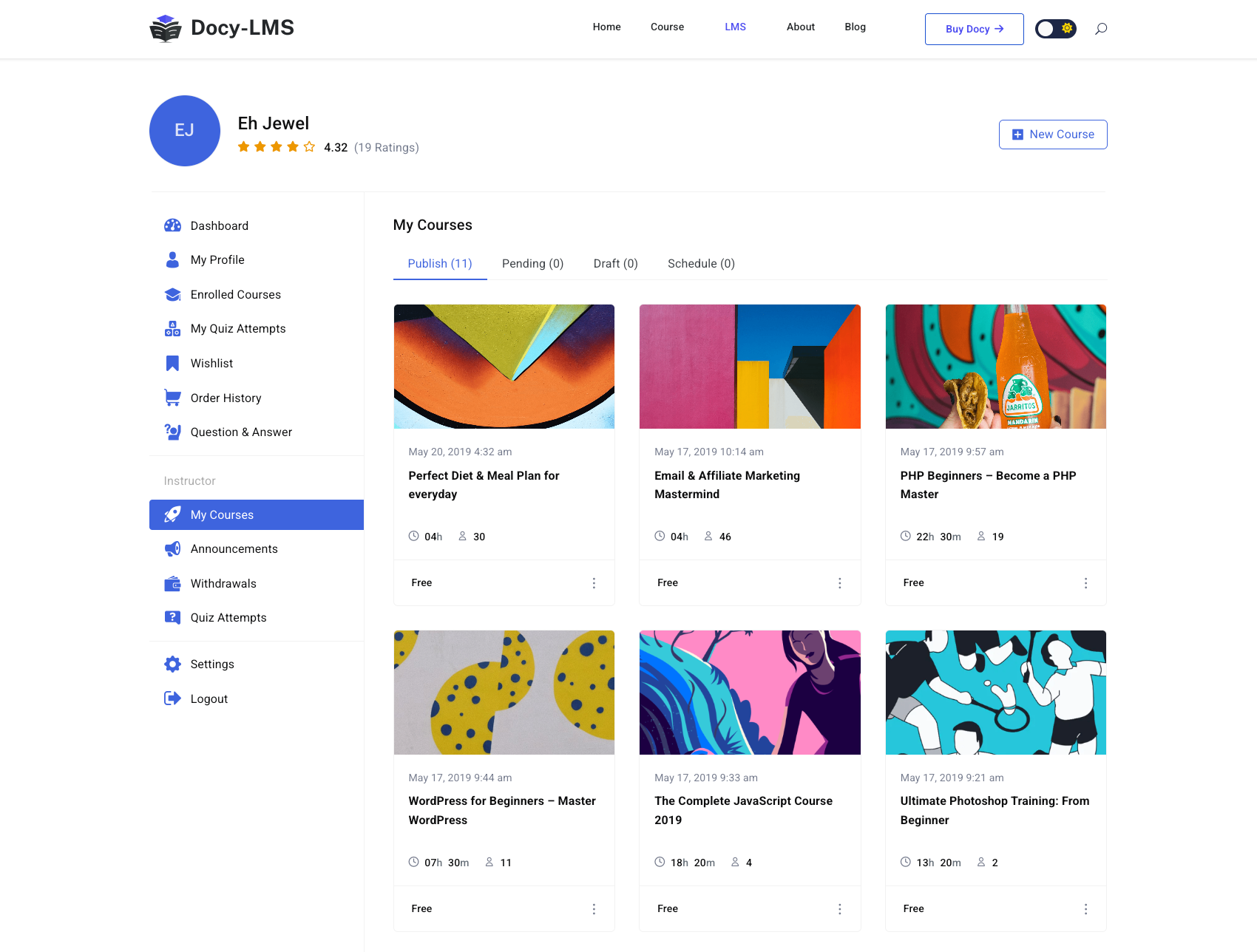 Tutor LMS course builder view