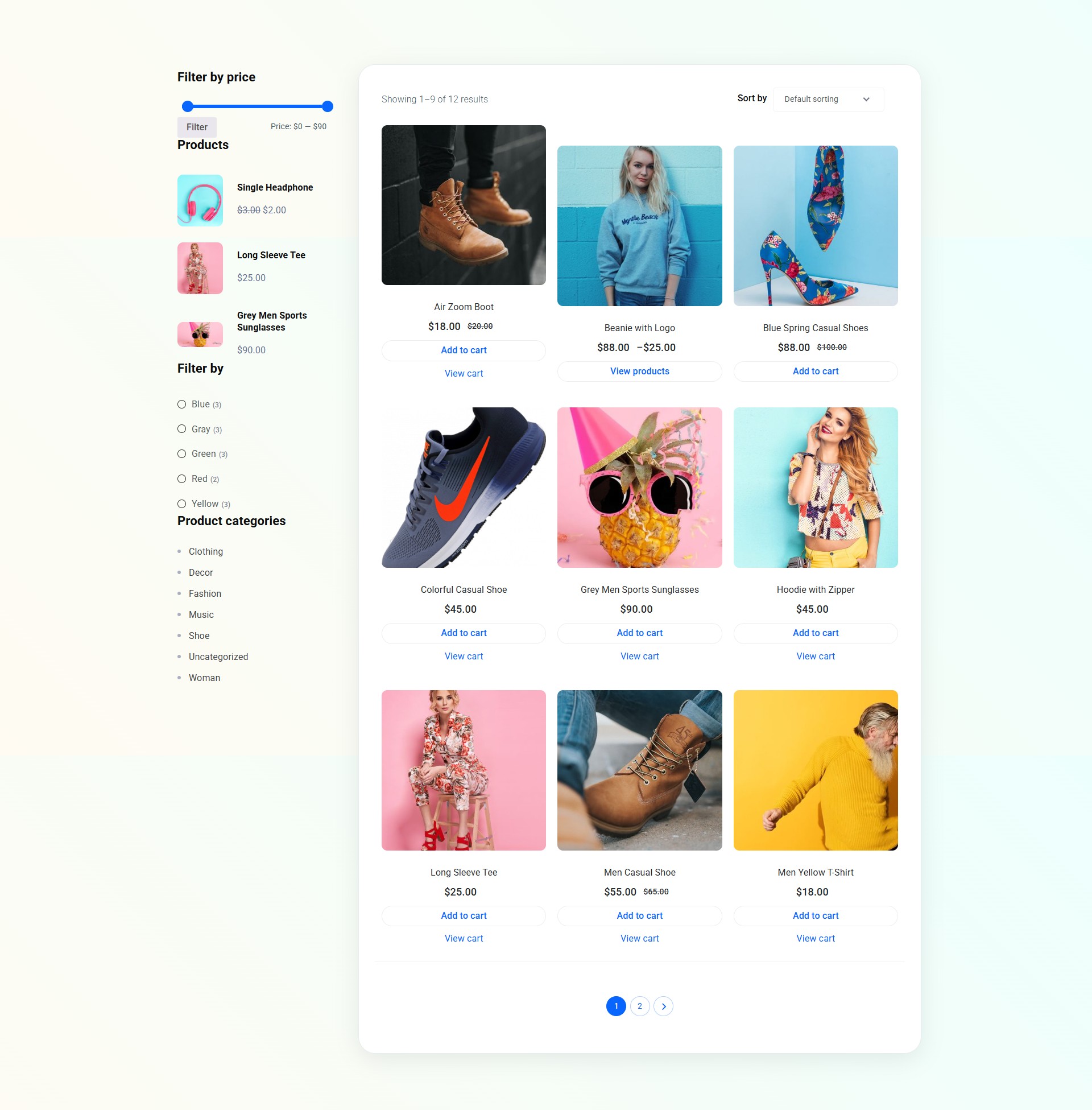 Docy WooCommerce shop page styled to match the theme